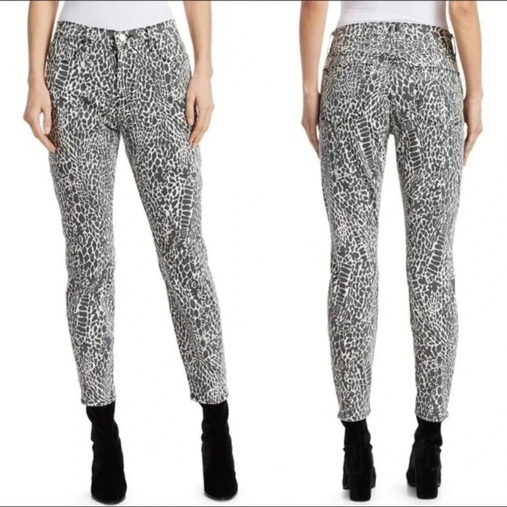 Frame Jeans Le High Skinny Abstract Animal Print Noir Multi Size 26 Y2K Work NEW